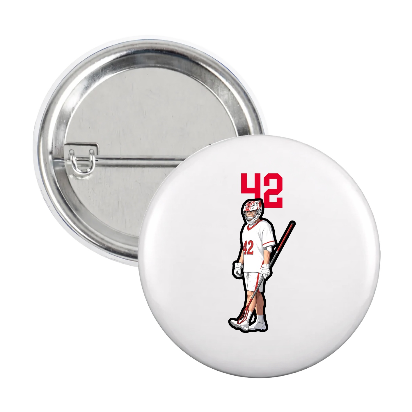 Game Day Button — Number Top in White