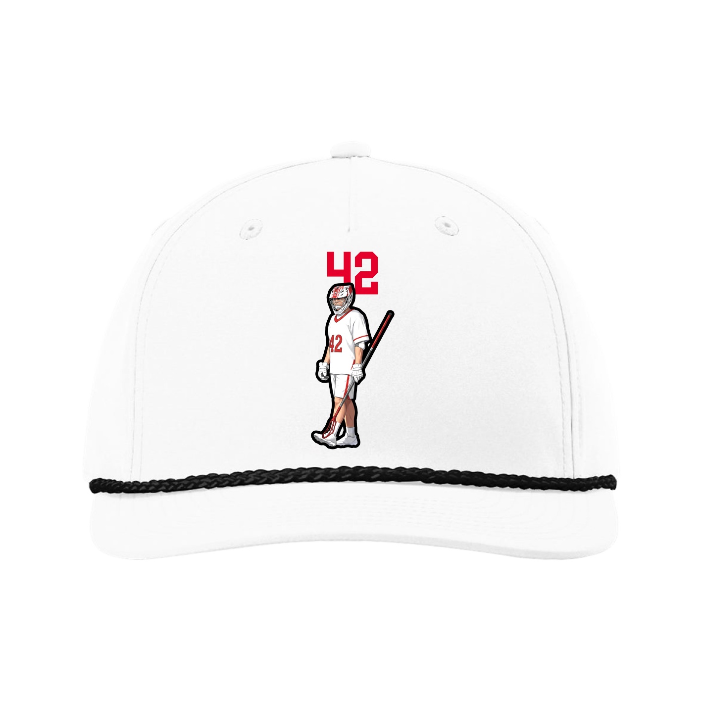Five-Panel Classic Rope Cap — Number Top in White