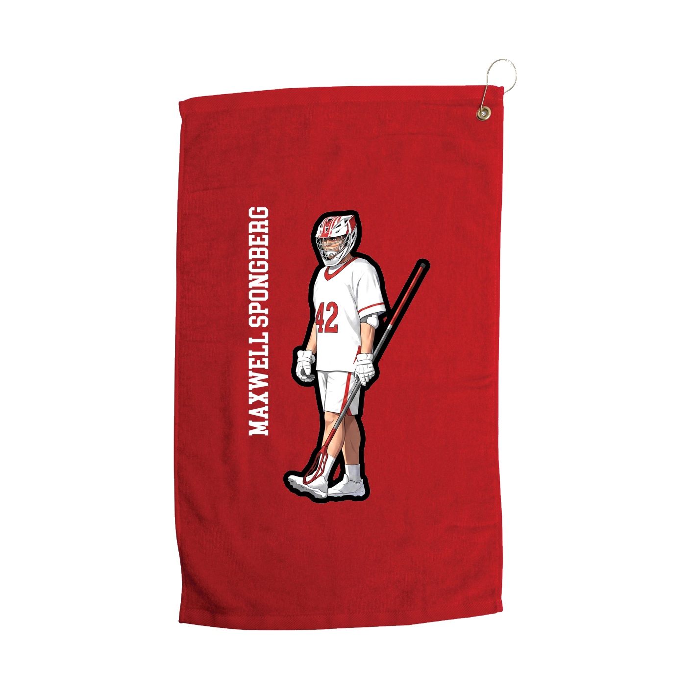 Golf Towel — Name Vertical in Red