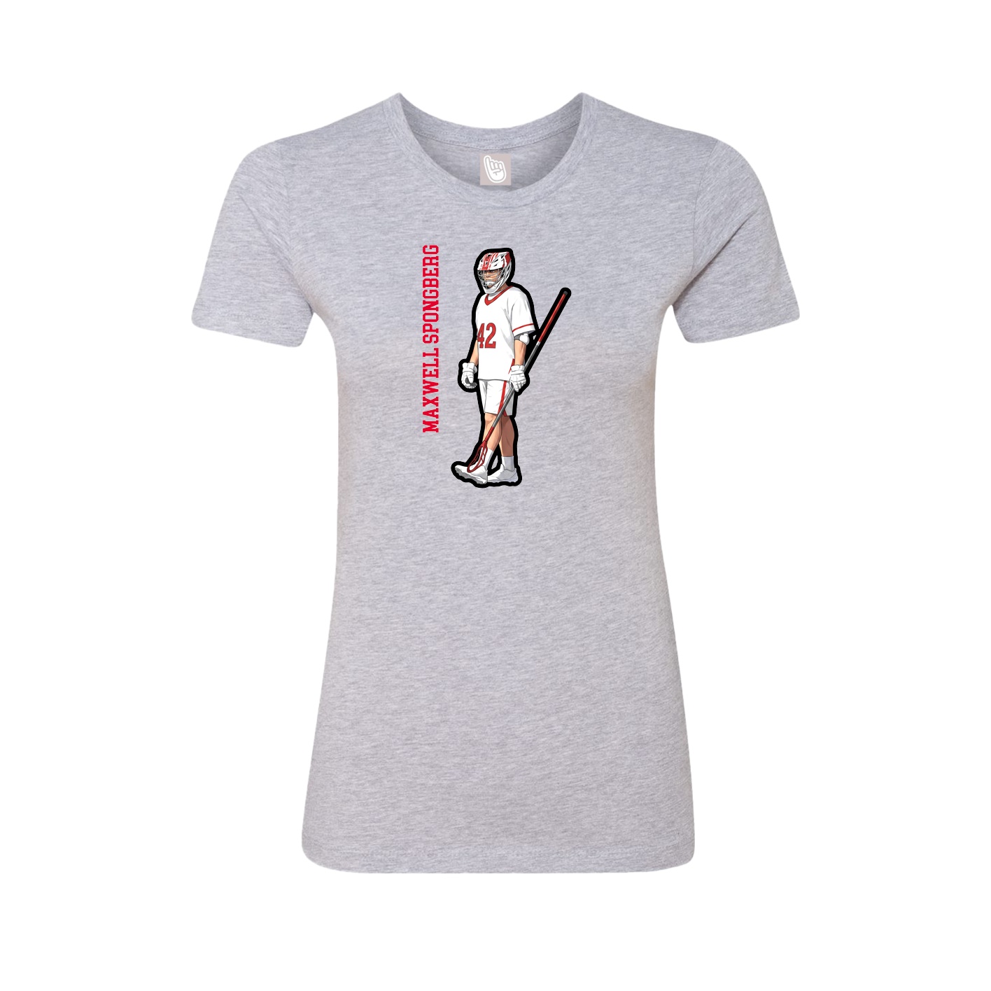 Fitted Women's Tee — Name Vertical in Grey