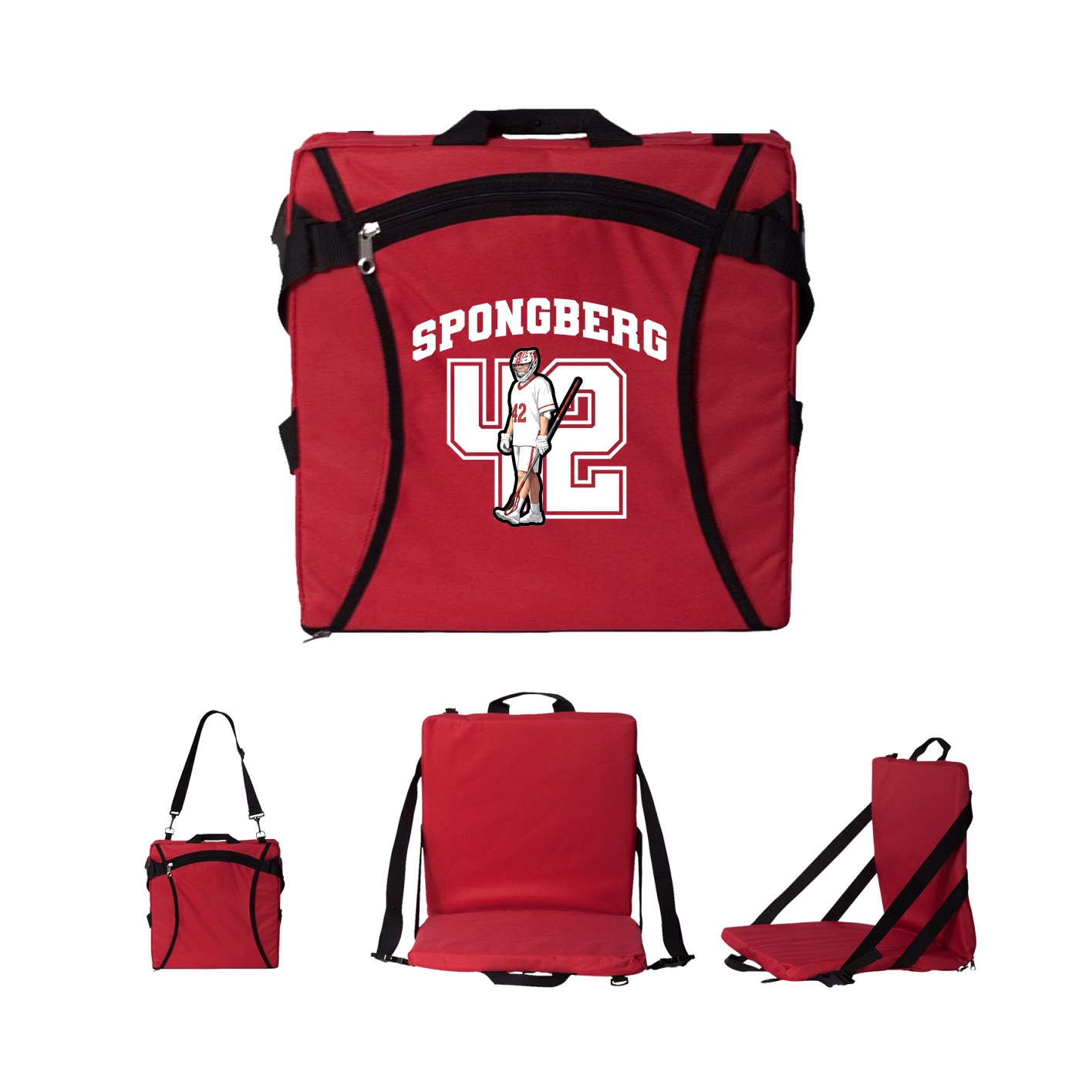 Folding Stadium Seat — Number in Red