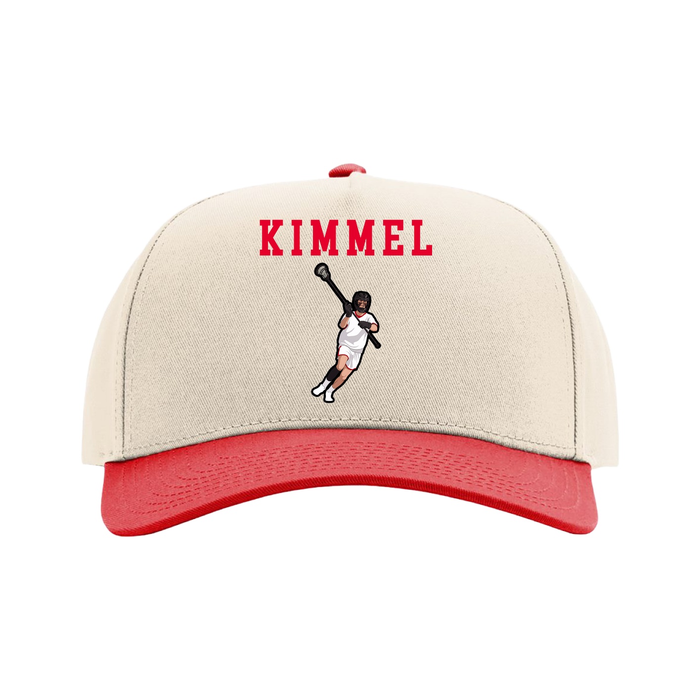 Full Fabric Five-Panel Champ Cap — Shirsey in Cream/Red