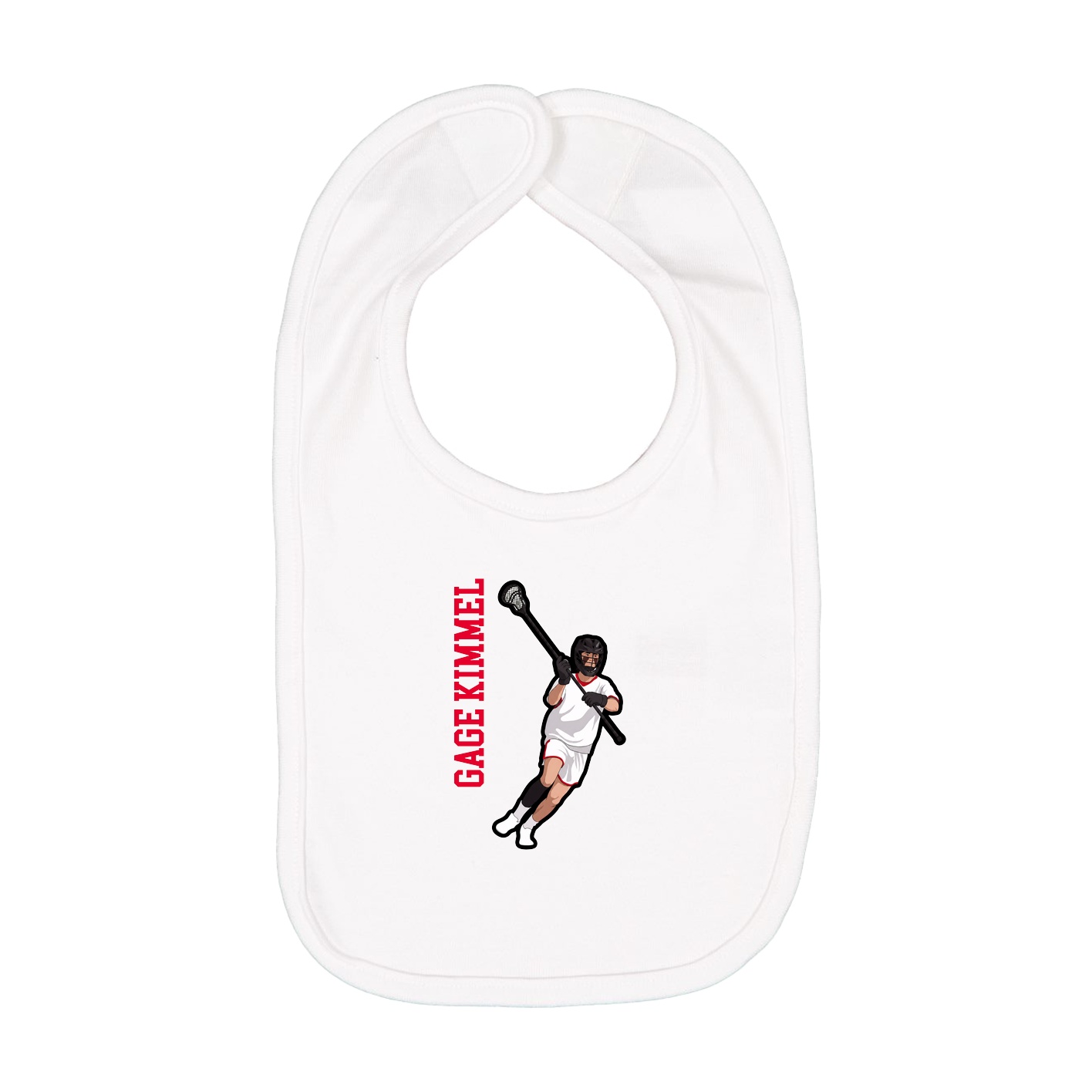 Infant Bib — Name Vertical in White