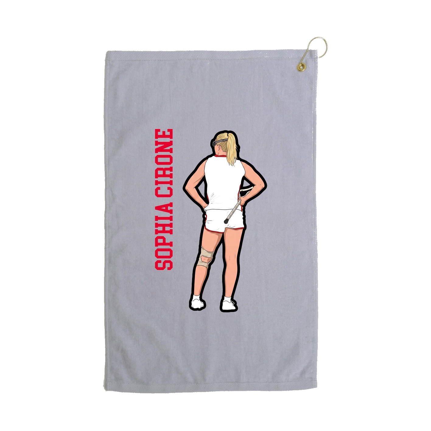 Golf Towel — Name Vertical in Grey