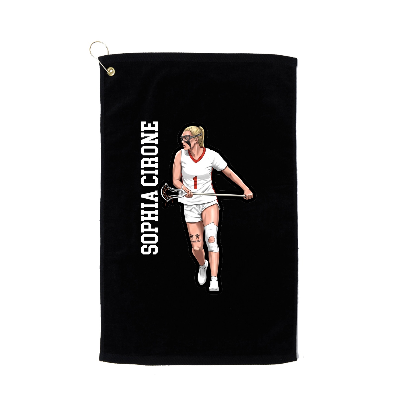 Golf Towel — Name Vertical in Black