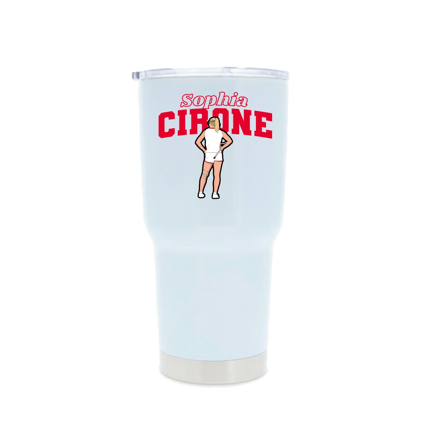 30oz Stainless Steel Tumbler — Name Arch in White
