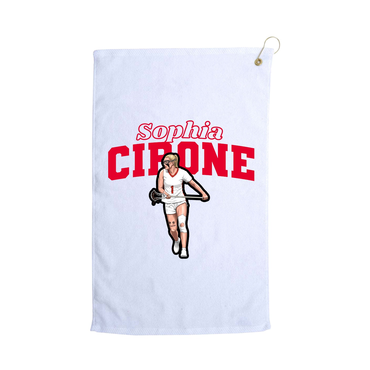 Golf Towel — Name Arch in White