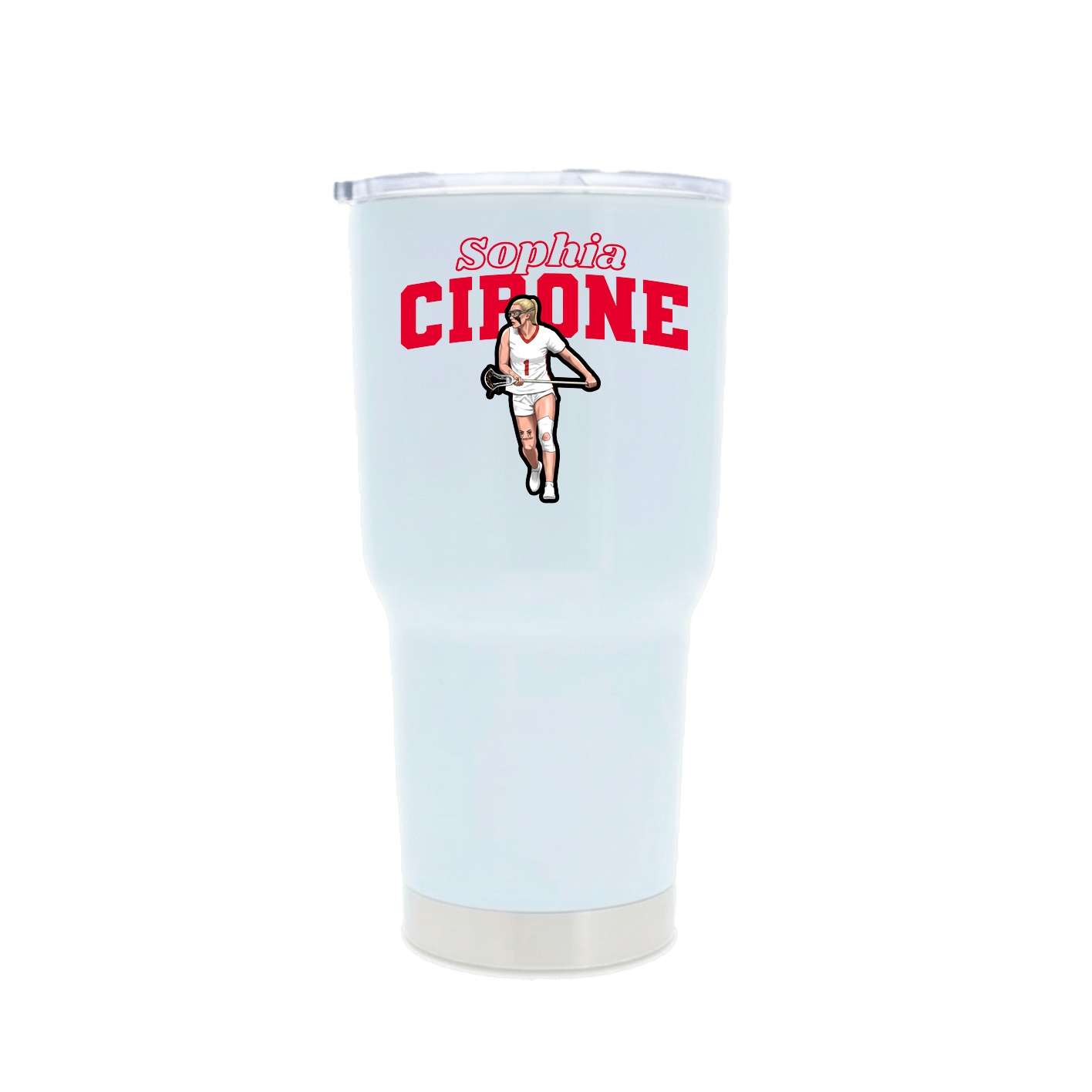 30oz Stainless Steel Tumbler — Name Arch in White