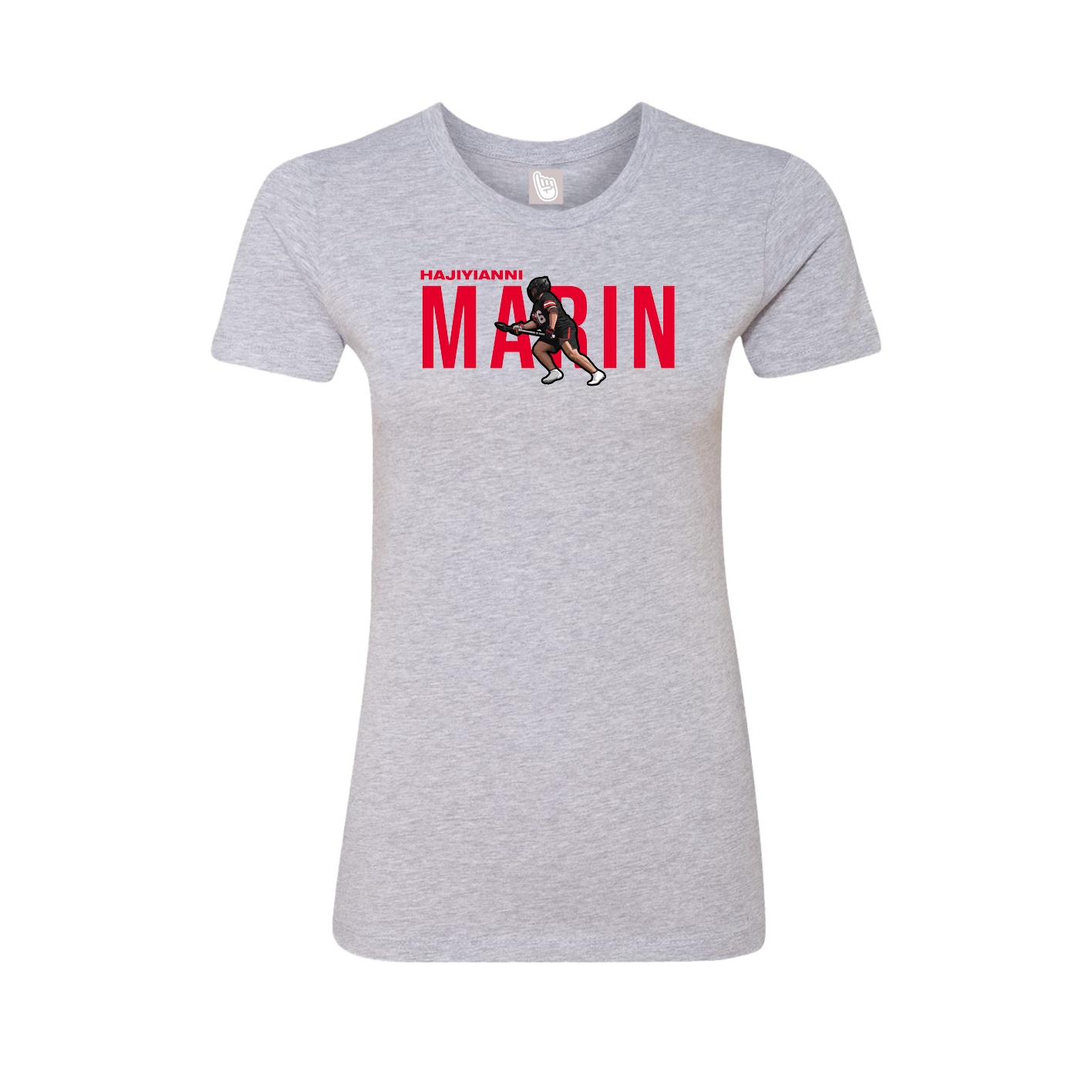 Fitted Women's Tee — Player Name in Grey