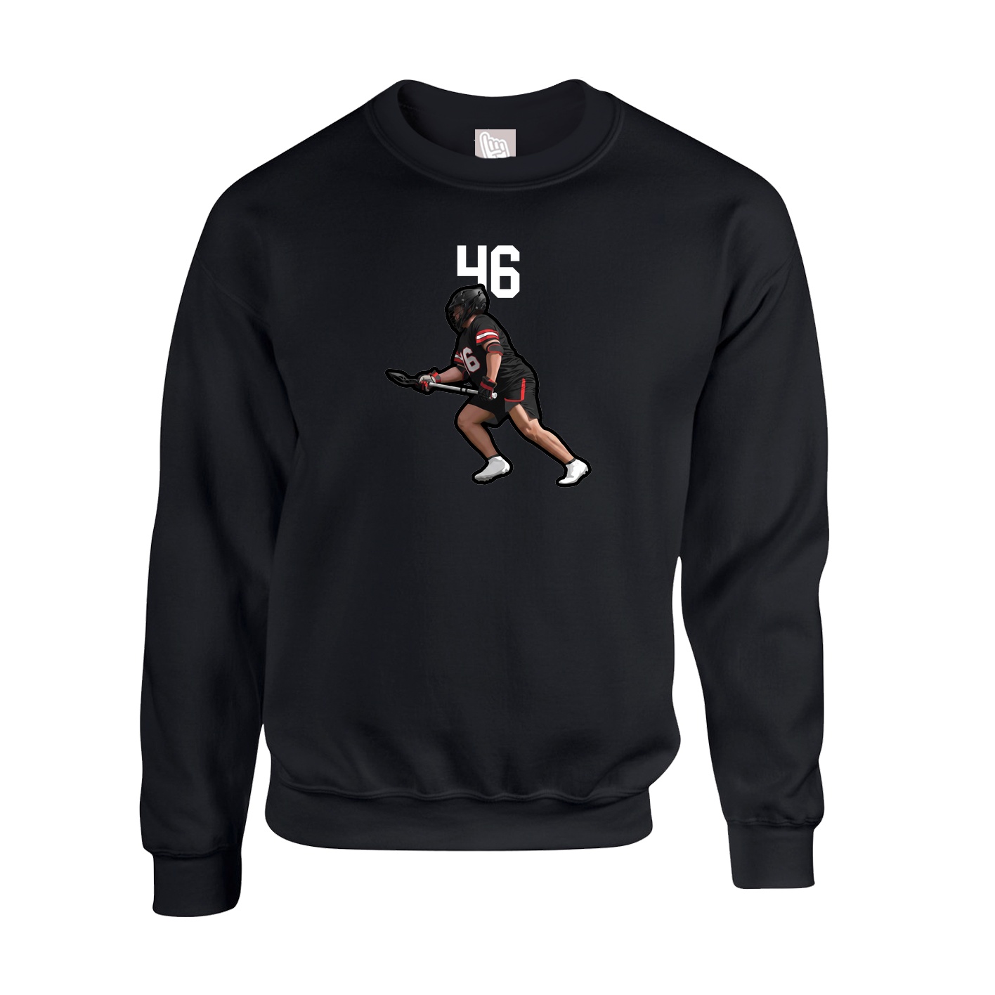 Fleece Crew — Number Top in Black