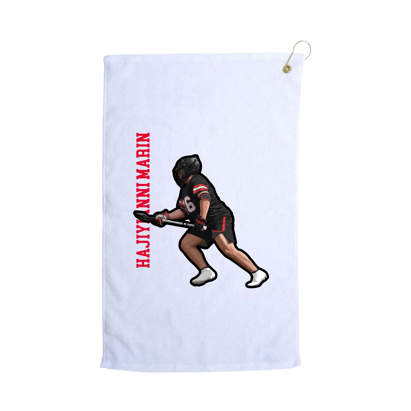 Golf Towel — Name Vertical in White