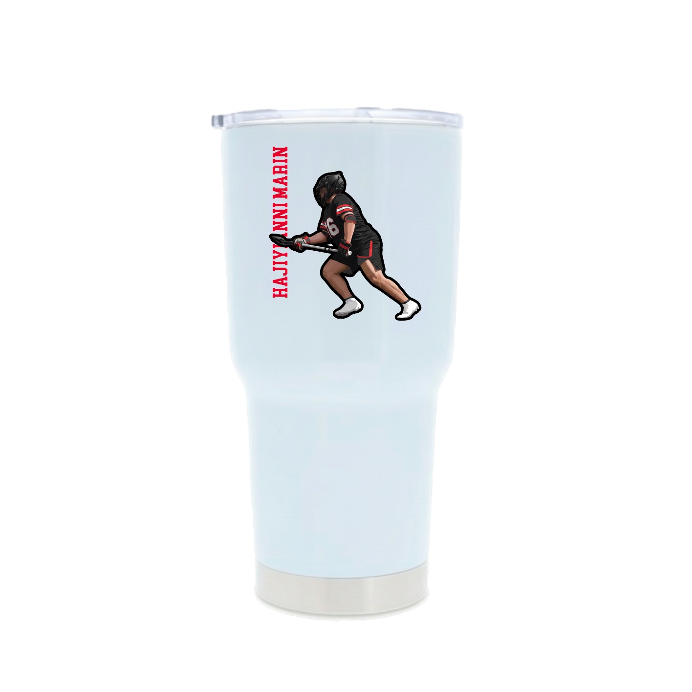 30oz Stainless Steel Tumbler — Name Vertical in White