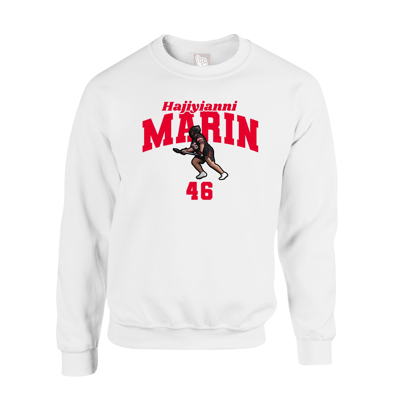 Fleece Crew — Signature Arch in White