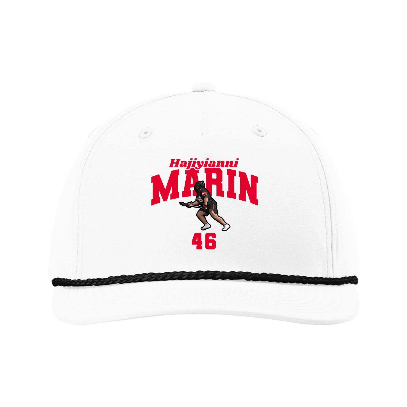 Five-Panel Classic Rope Cap — Signature Arch in White