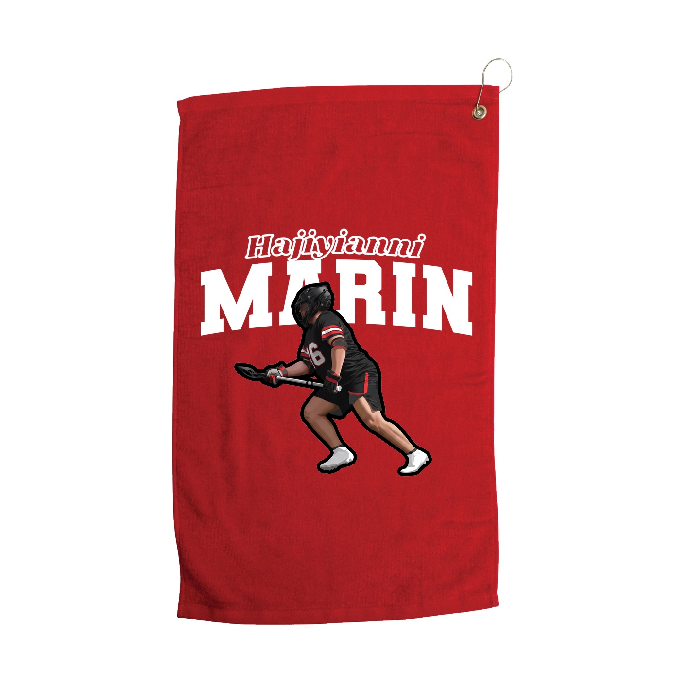 Golf Towel — Name Arch in Red