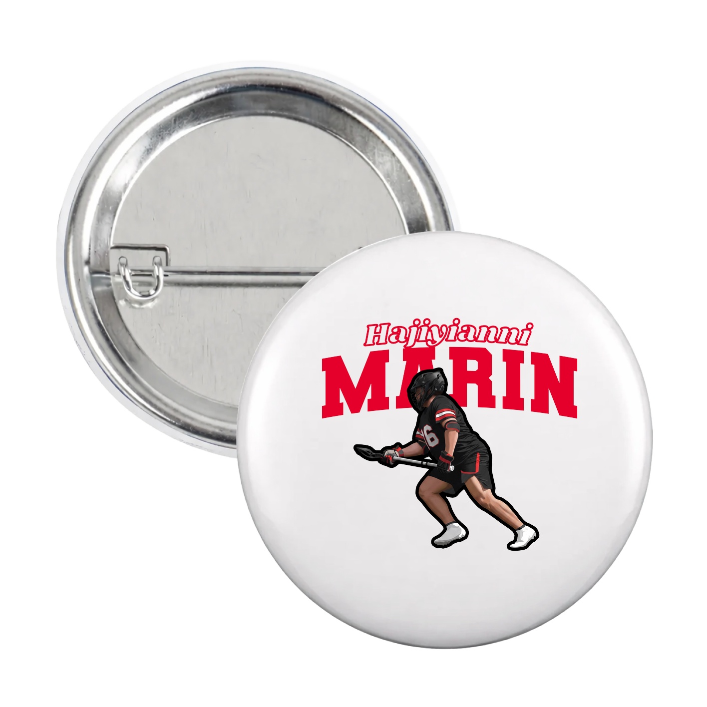 Game Day Button — Name Arch in White