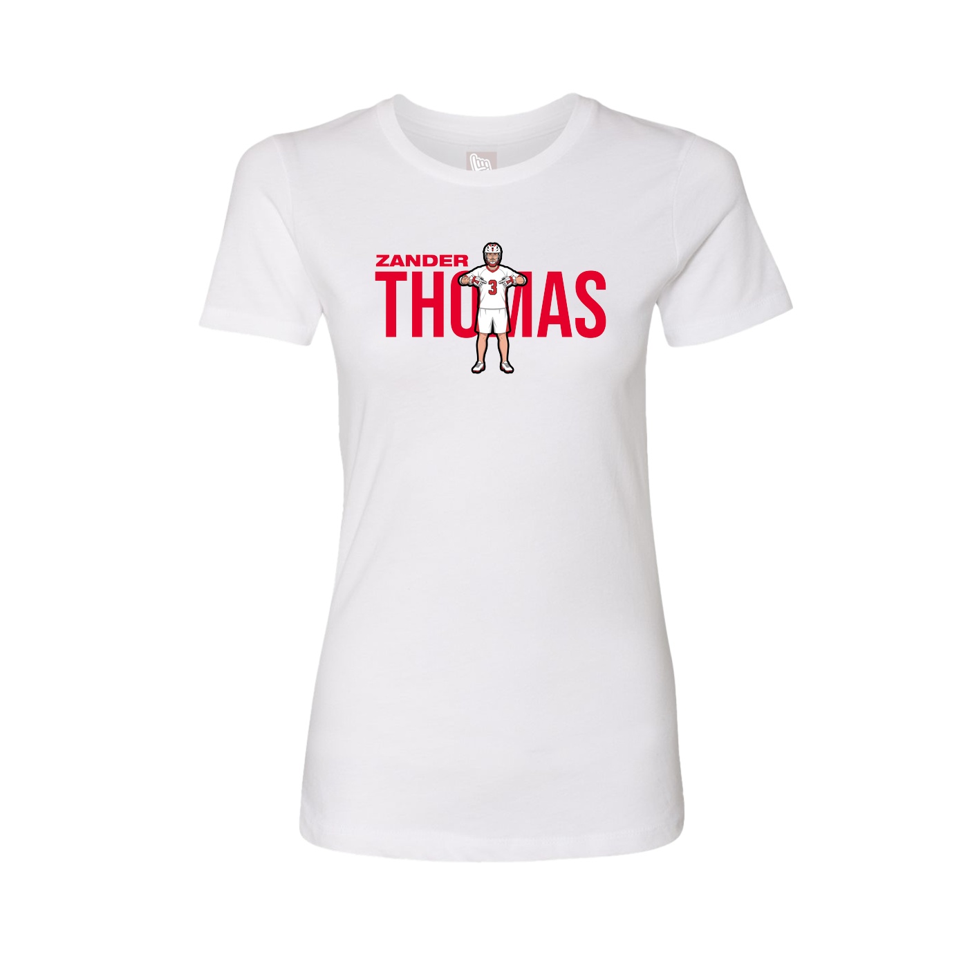 Fitted Women's Tee — Player Name in White