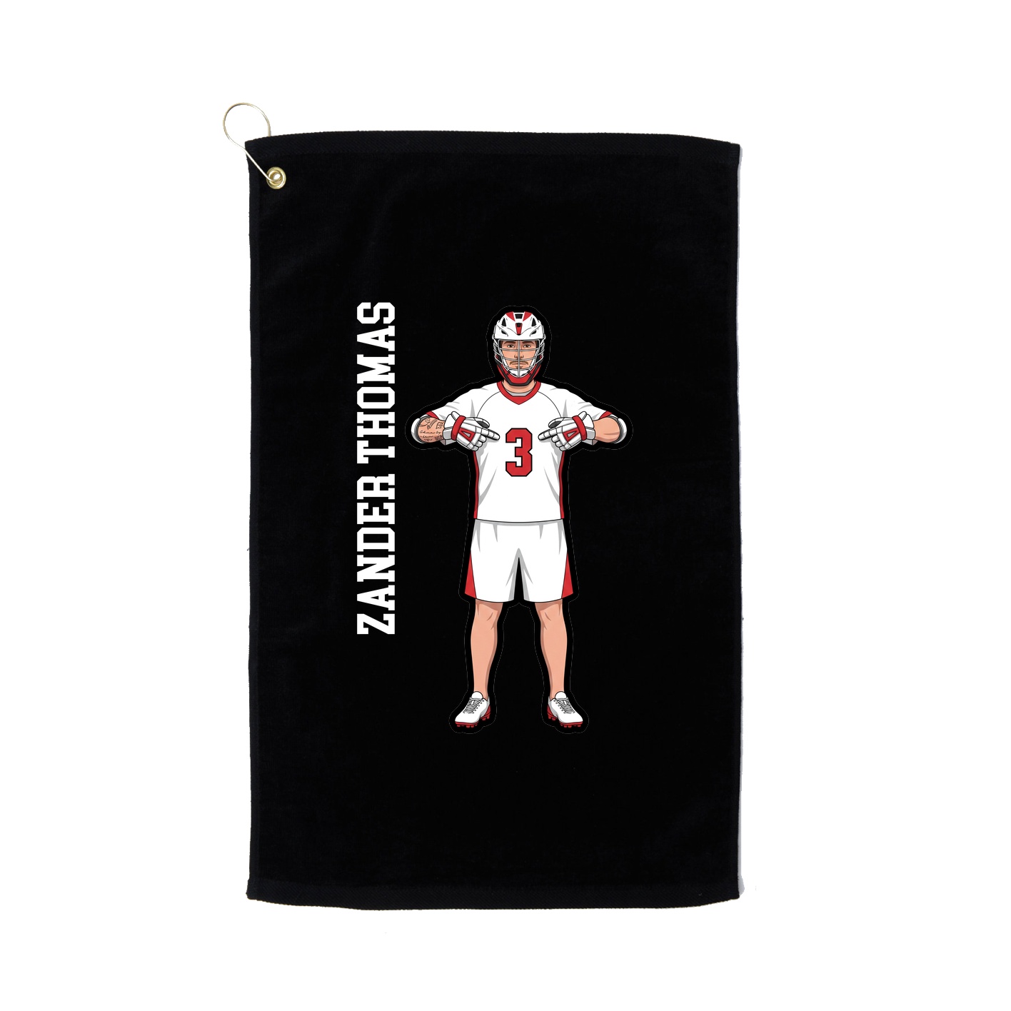 Golf Towel — Name Vertical in Black