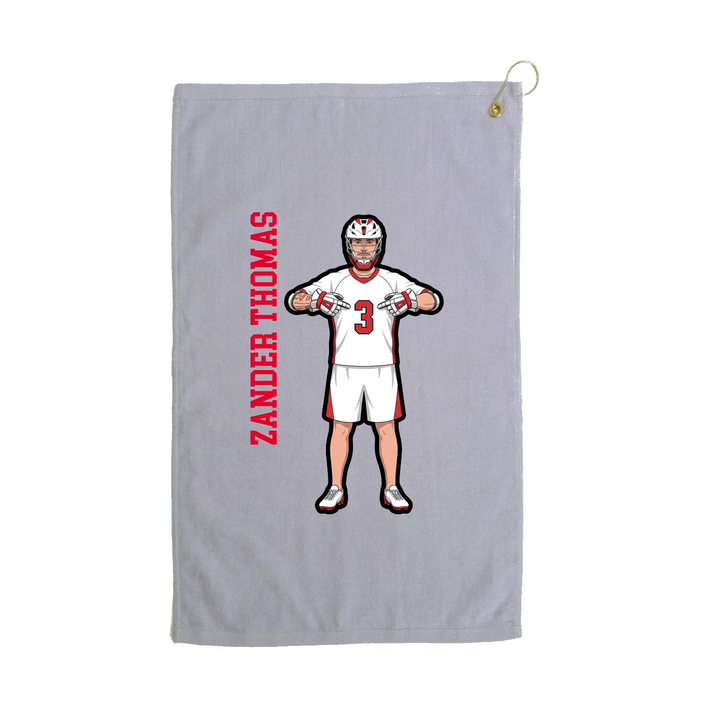 Golf Towel — Name Vertical in Grey
