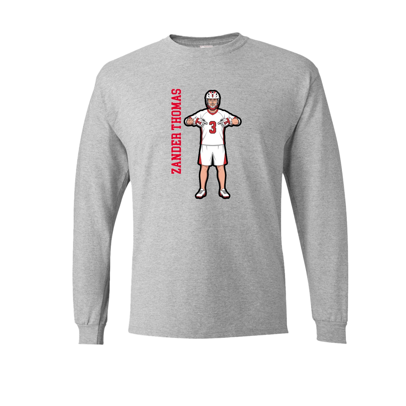 Long Sleeve Tee — Name Vertical in Grey