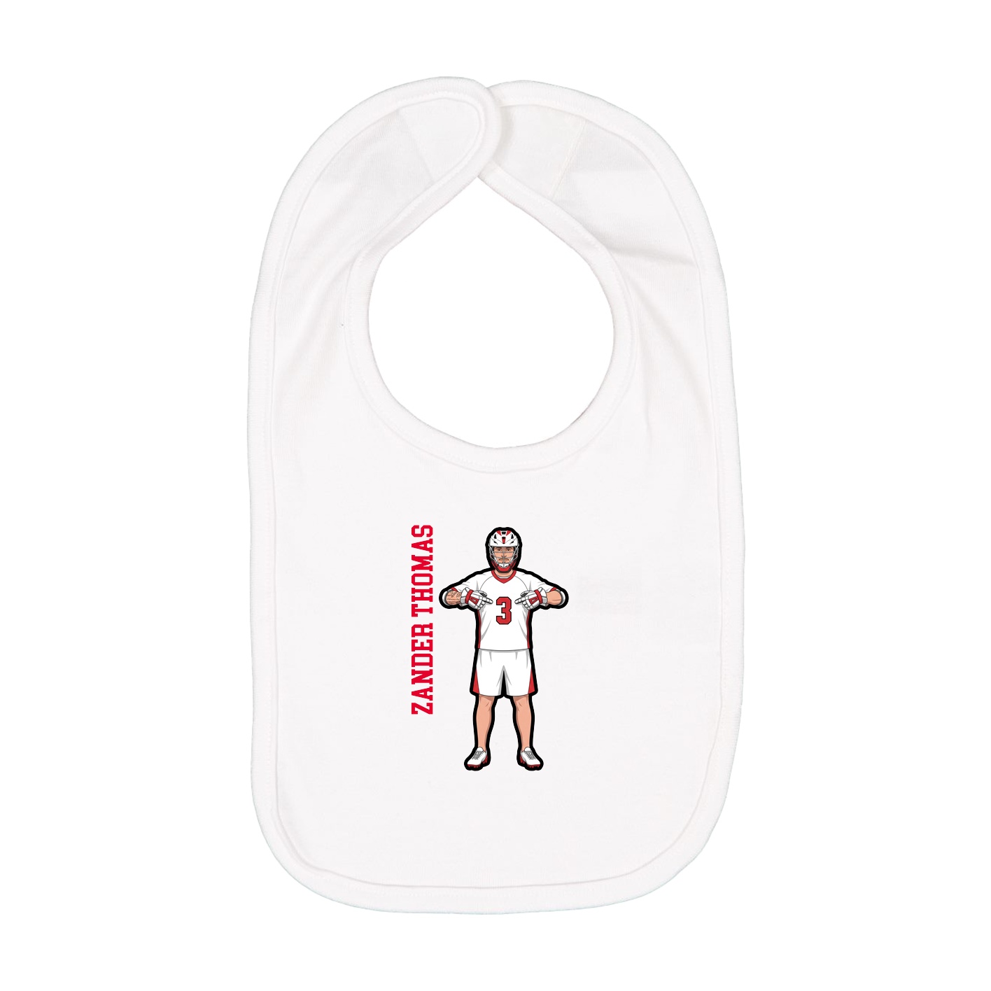 Infant Bib — Name Vertical in White