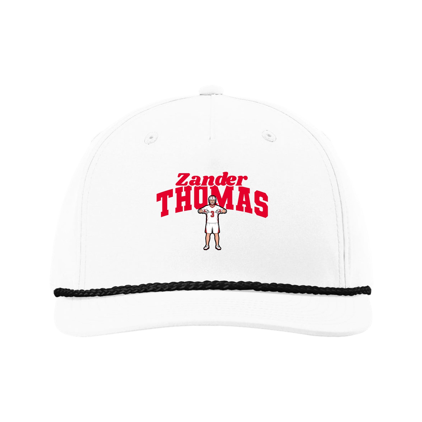 Five-Panel Classic Rope Cap — Signature Arch in White