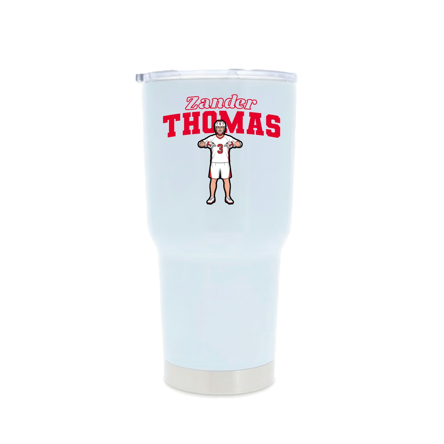 30oz Stainless Steel Tumbler — Name Arch in White