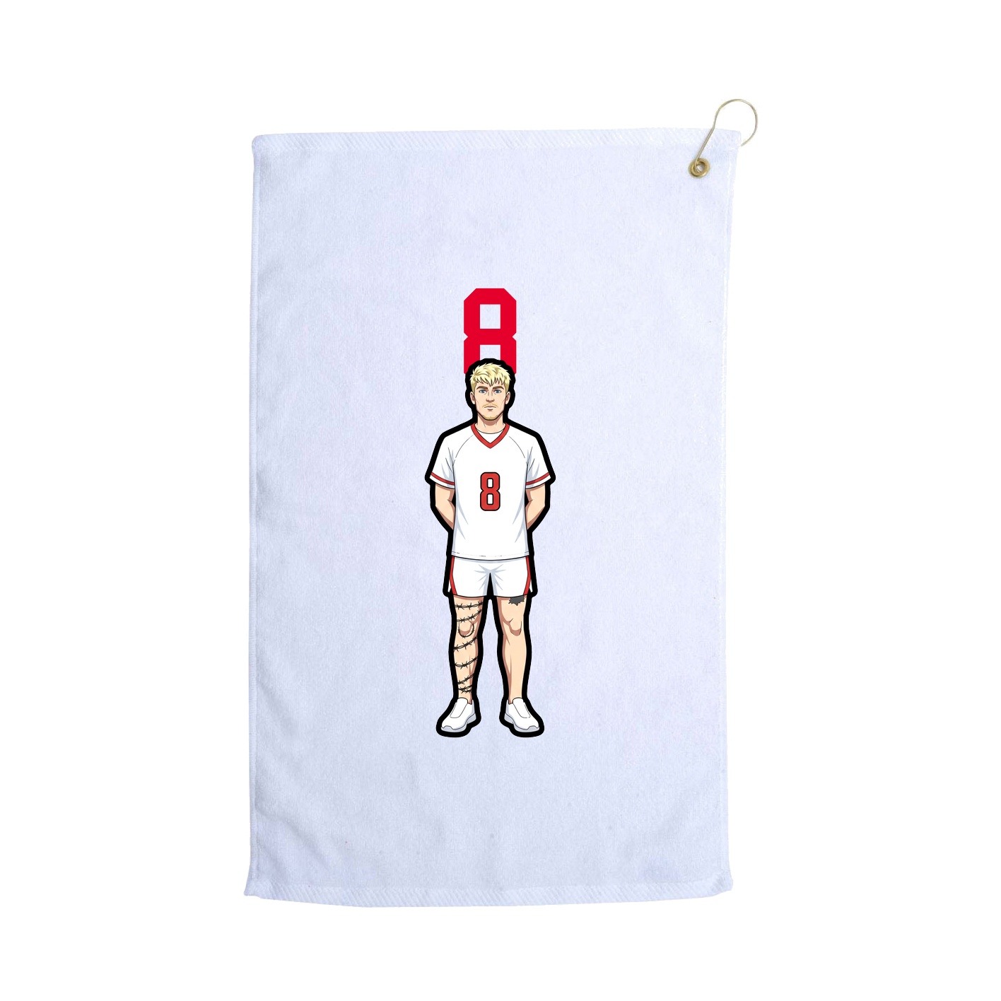 Golf Towel — Number Top in White