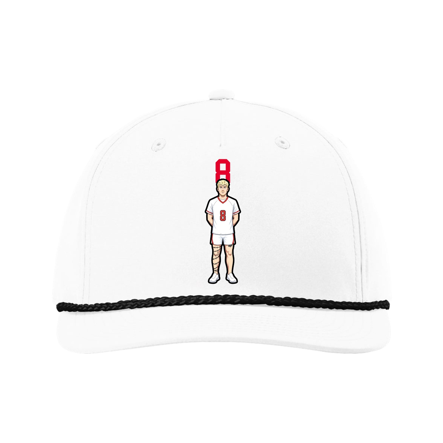 Five-Panel Classic Rope Cap — Number Top in White