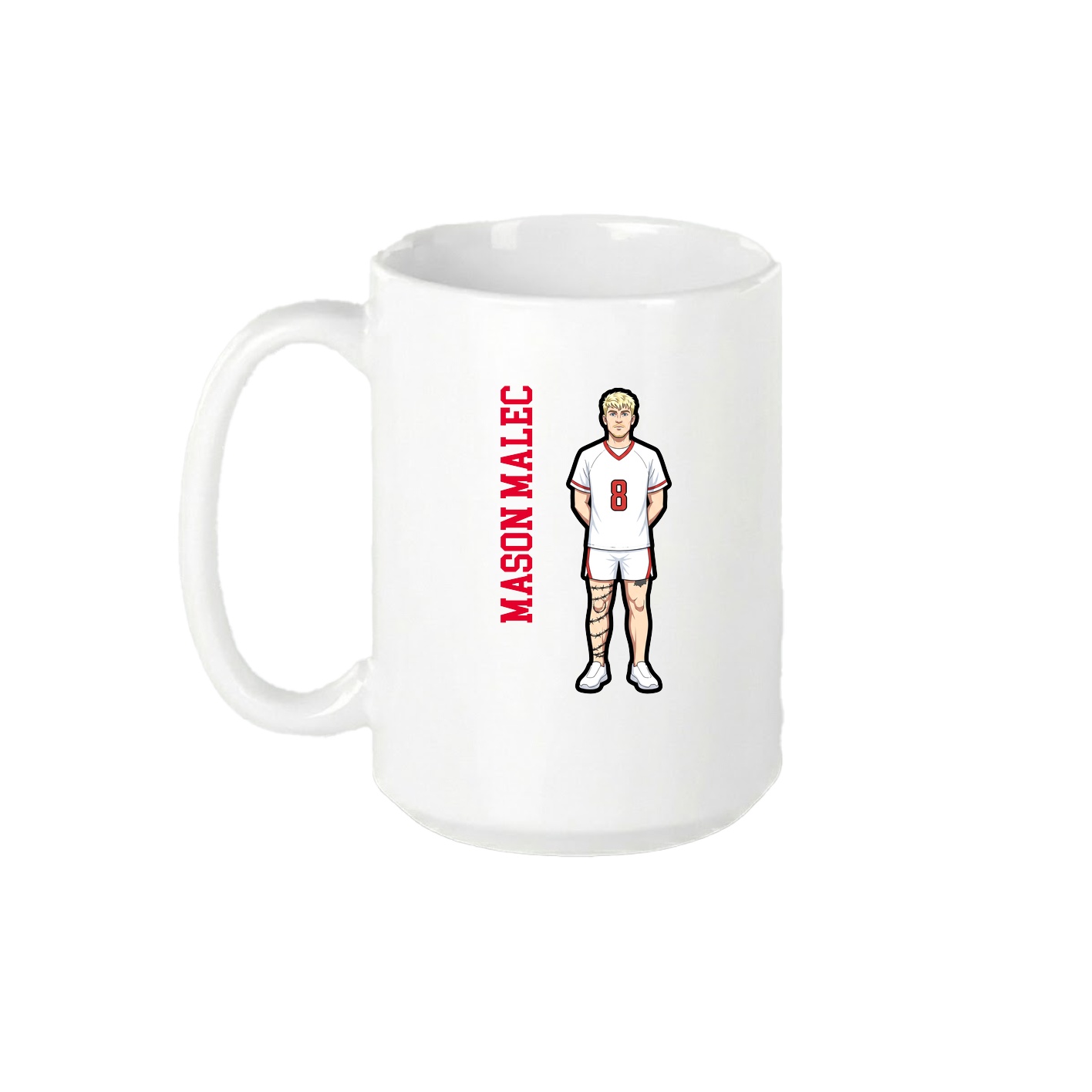 15oz Coffee Mug — Name Vertical in White