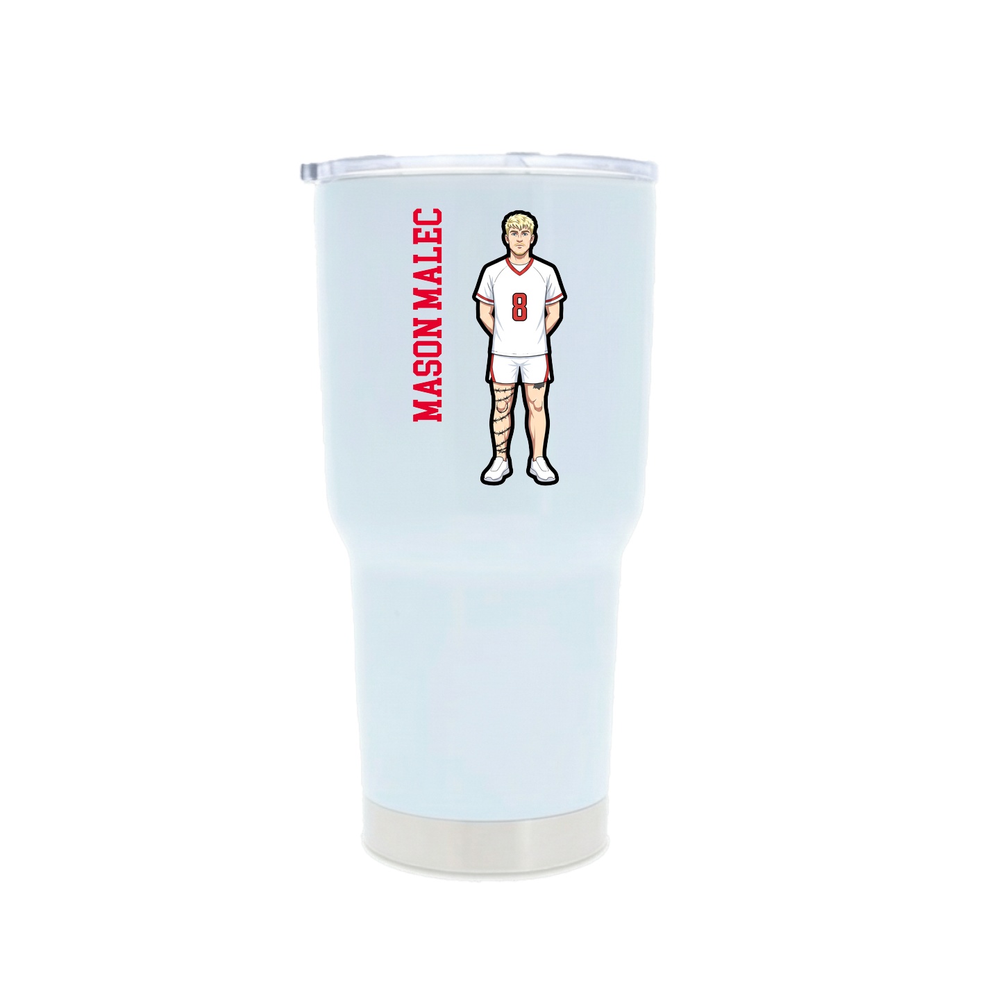 30oz Stainless Steel Tumbler — Name Vertical in White