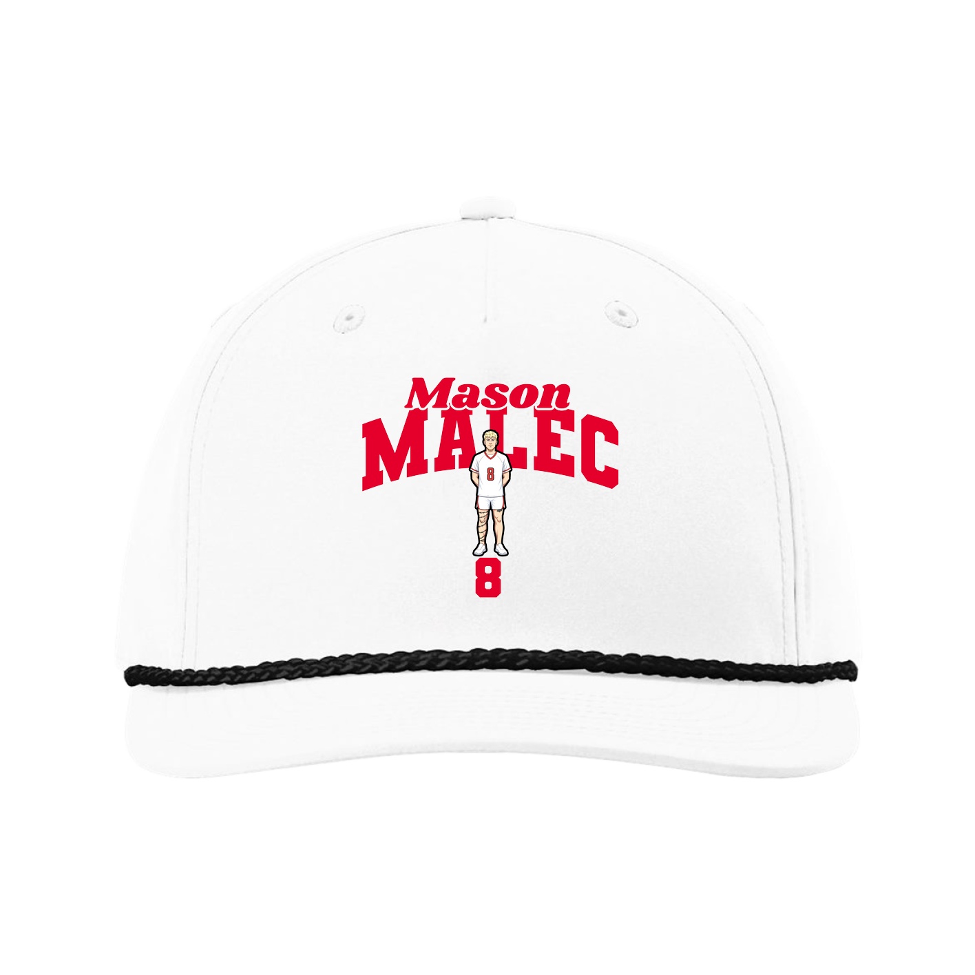 Five-Panel Classic Rope Cap — Signature Arch in White