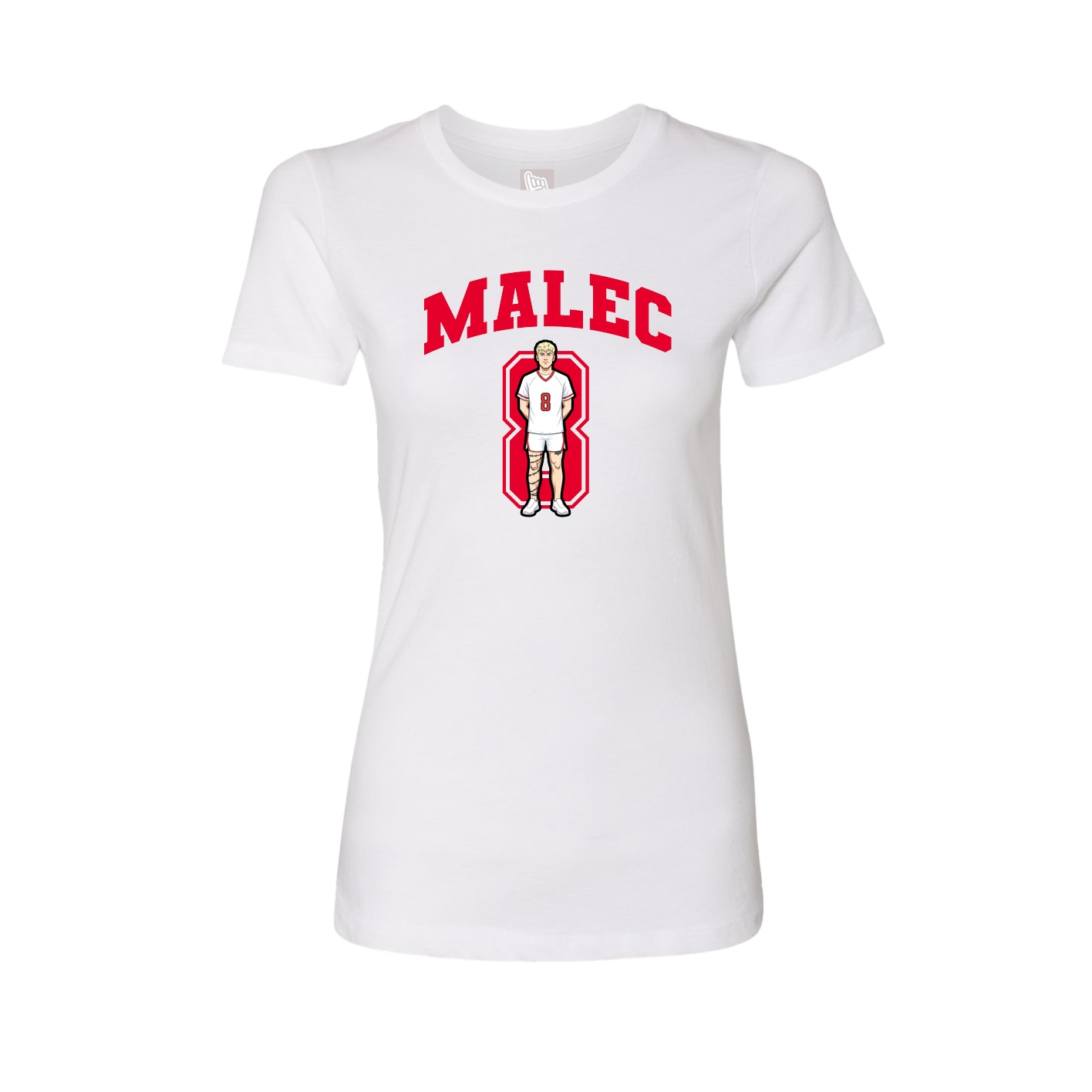 Fitted Women's Tee — Number in White