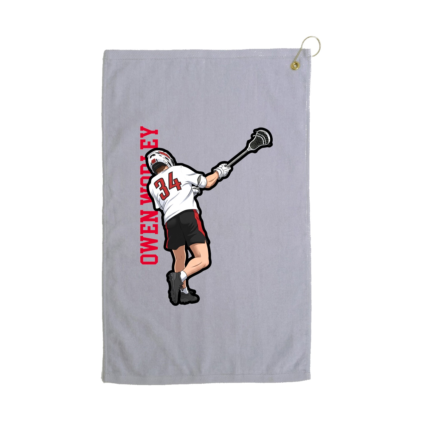 Golf Towel — Name Vertical in Grey