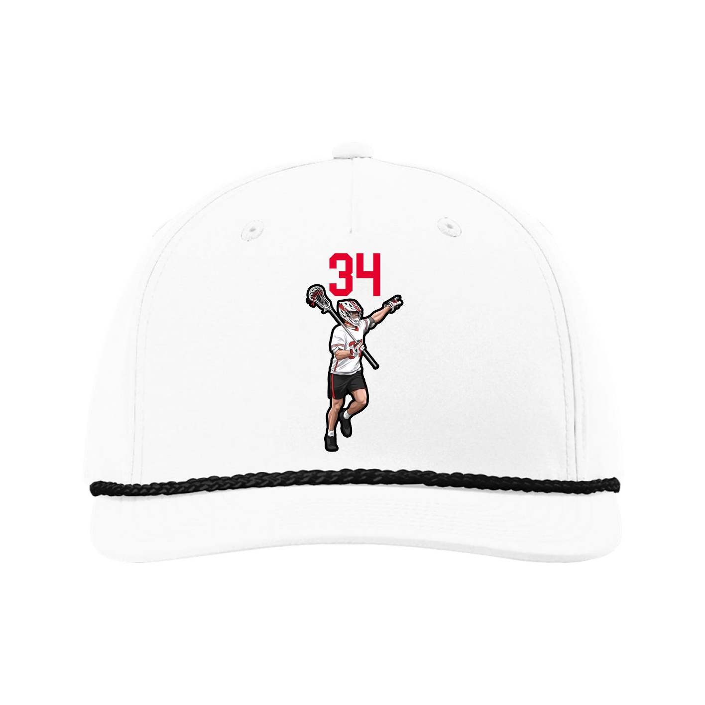 Five-Panel Classic Rope Cap — Number Top in White