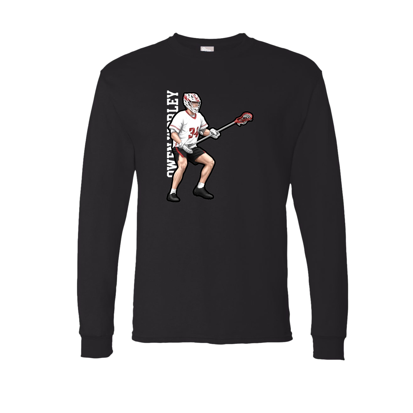 Long Sleeve Tee — Name Vertical in Black