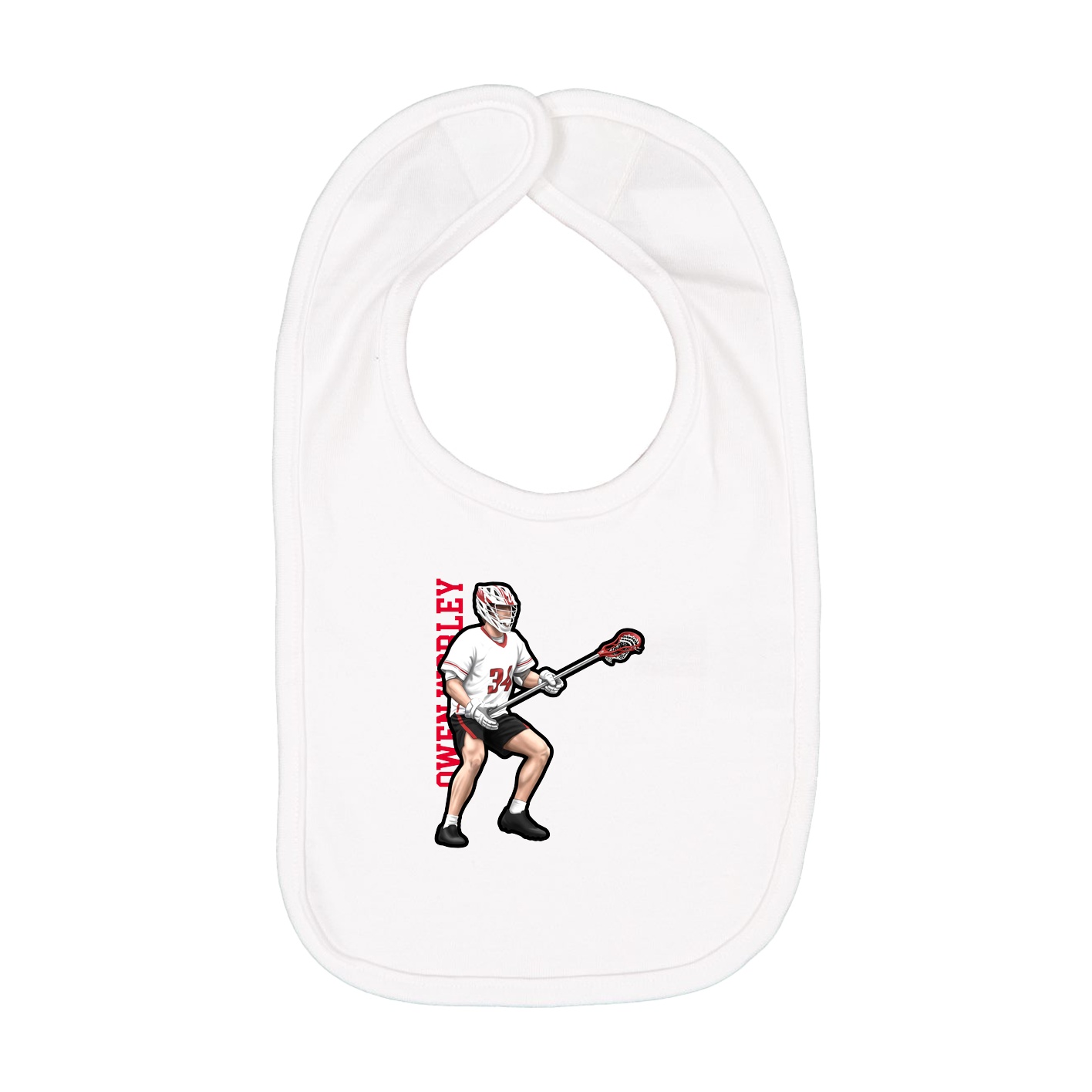 Infant Bib — Name Vertical in White