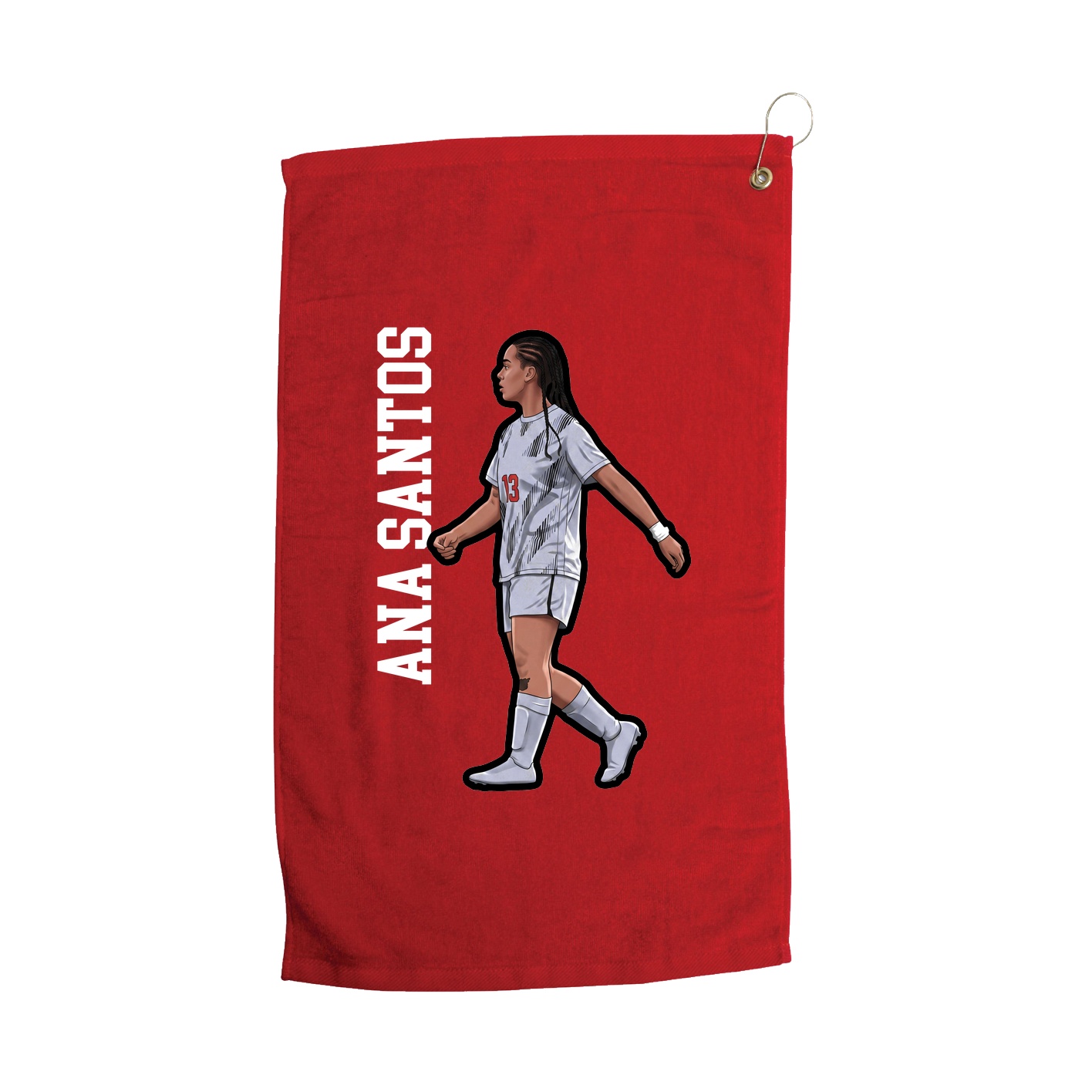 Golf Towel — Name Vertical in Red