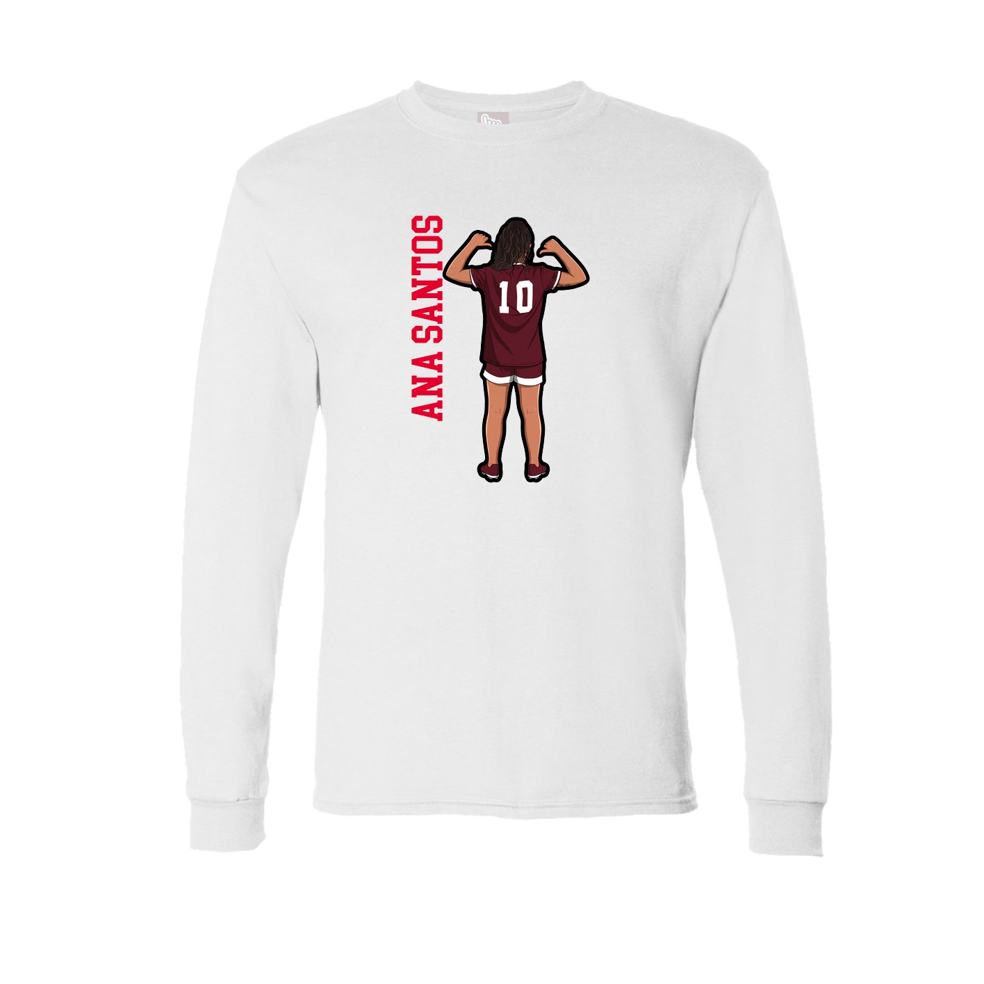 Long Sleeve Tee — Name Vertical in White