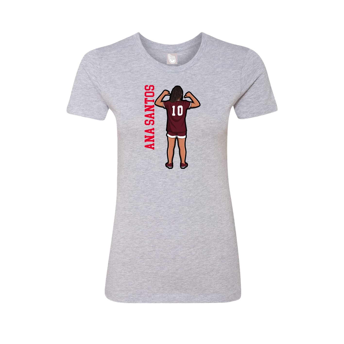 Fitted Women's Tee — Name Vertical in Grey