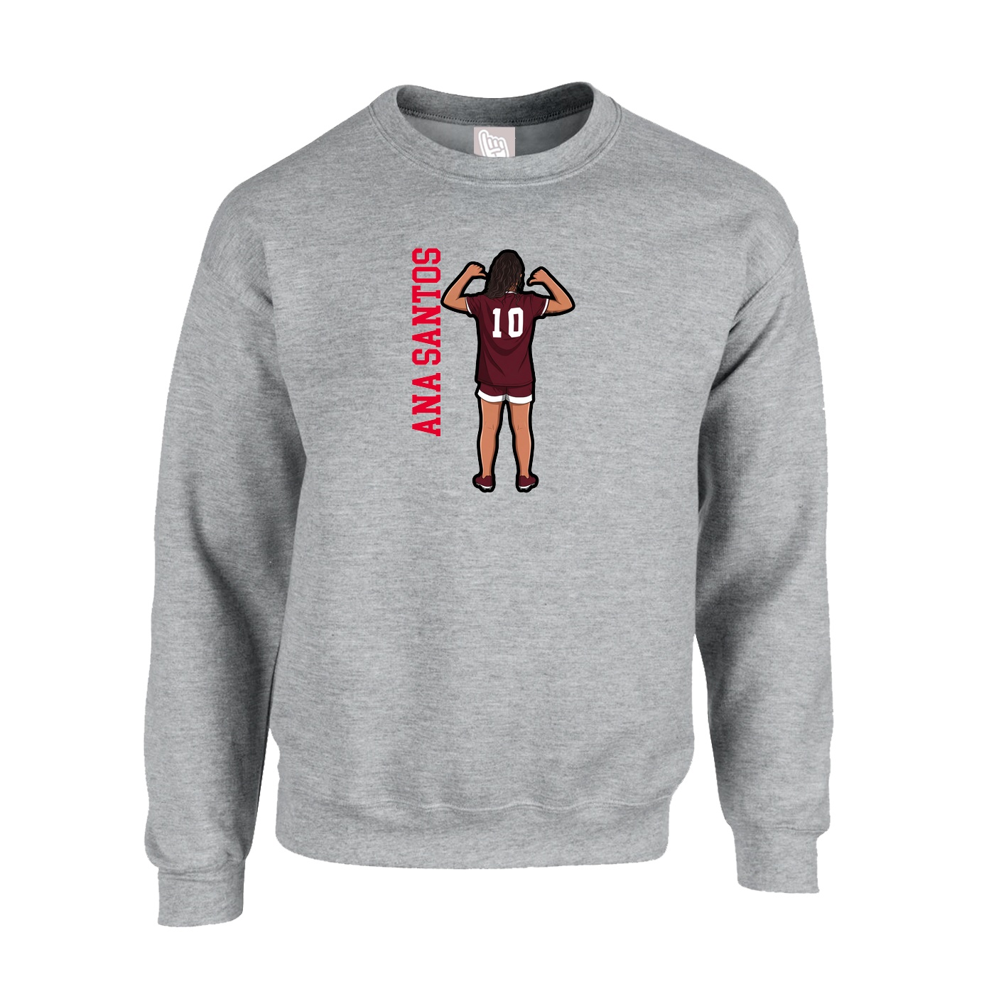 Fleece Crew — Name Vertical in Grey
