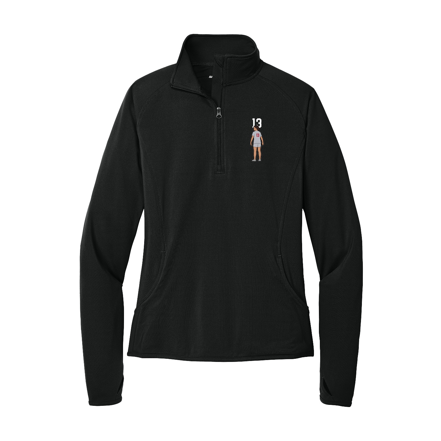 Women's Q-Zip Pullover — Number Top in Black