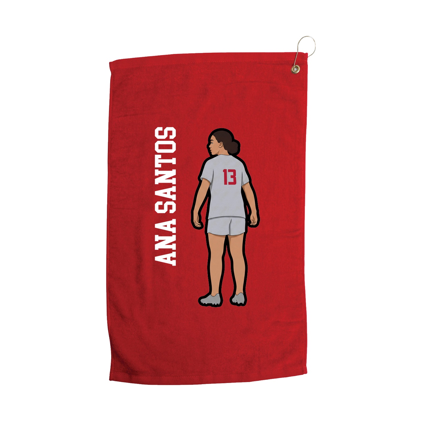 Golf Towel — Name Vertical in Red
