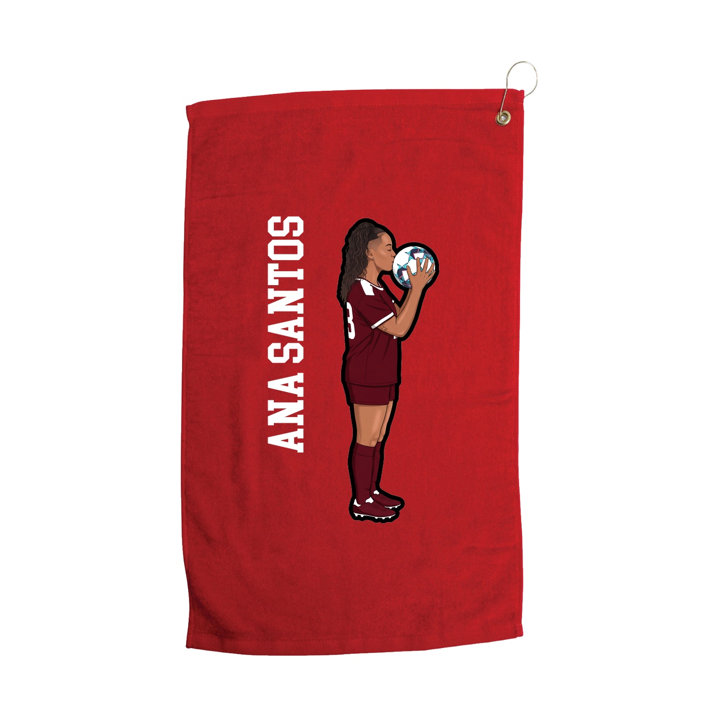 Golf Towel — Name Vertical in Red