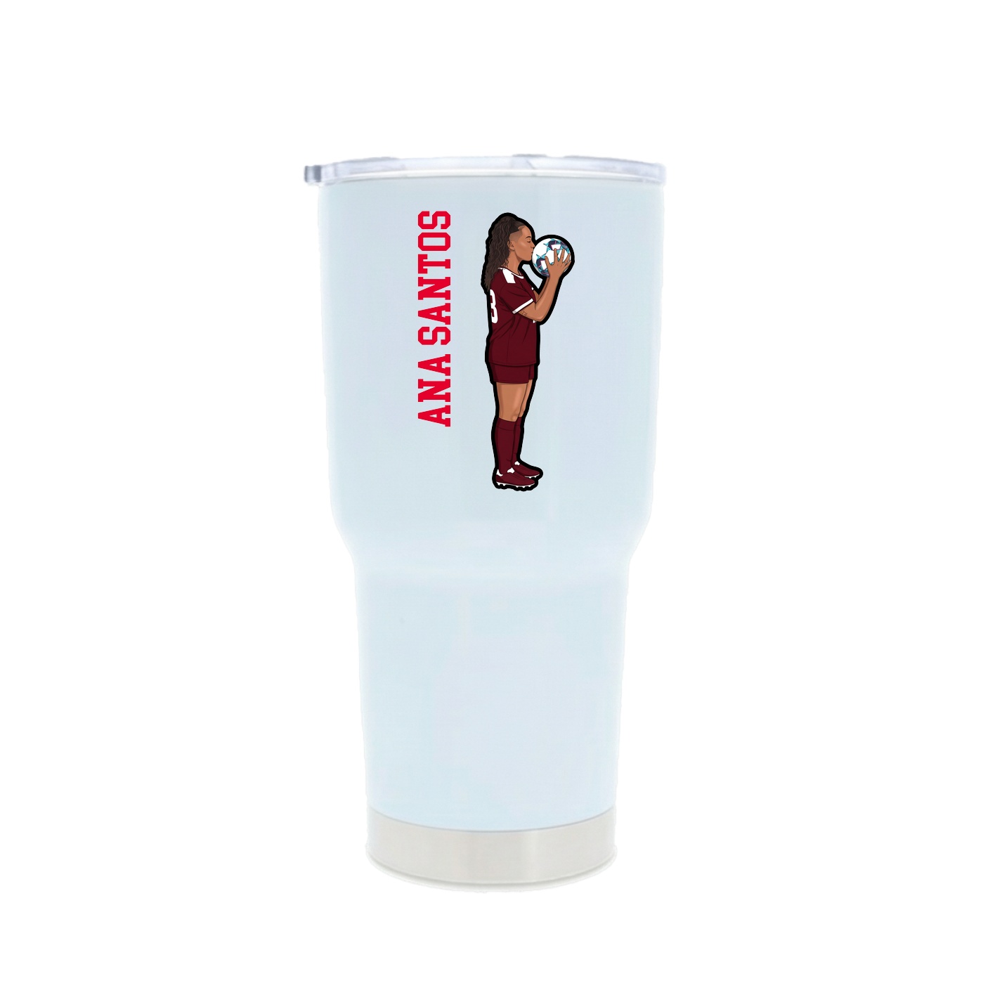 30oz Stainless Steel Tumbler — Name Vertical in White