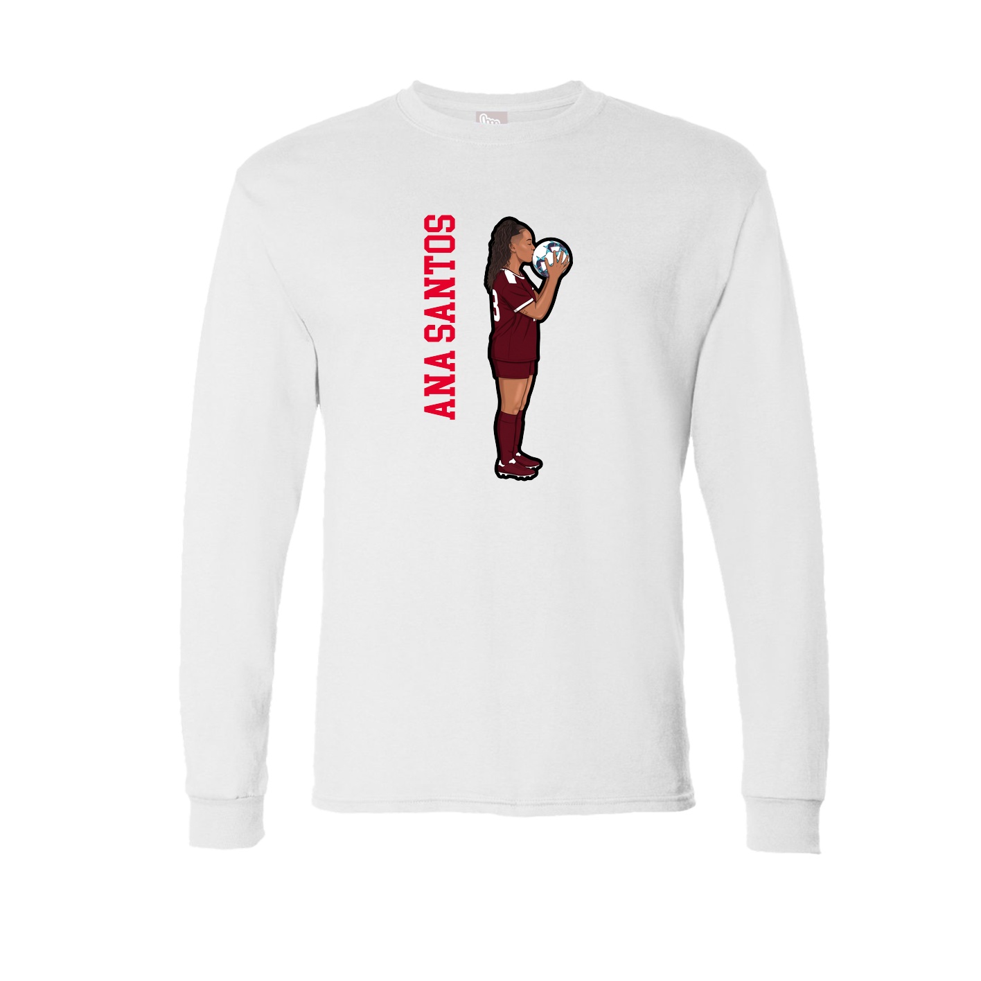Long Sleeve Tee — Name Vertical in White
