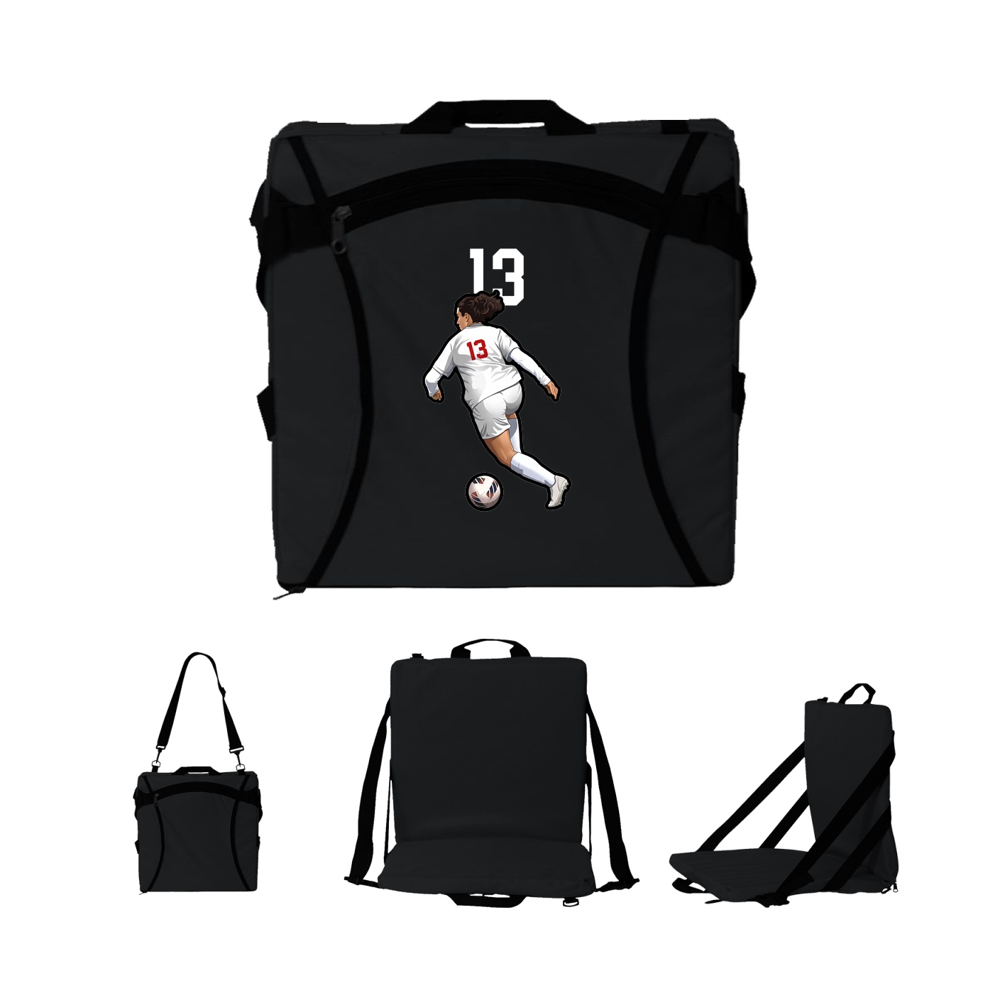 Folding Stadium Seat — Number Top in Black