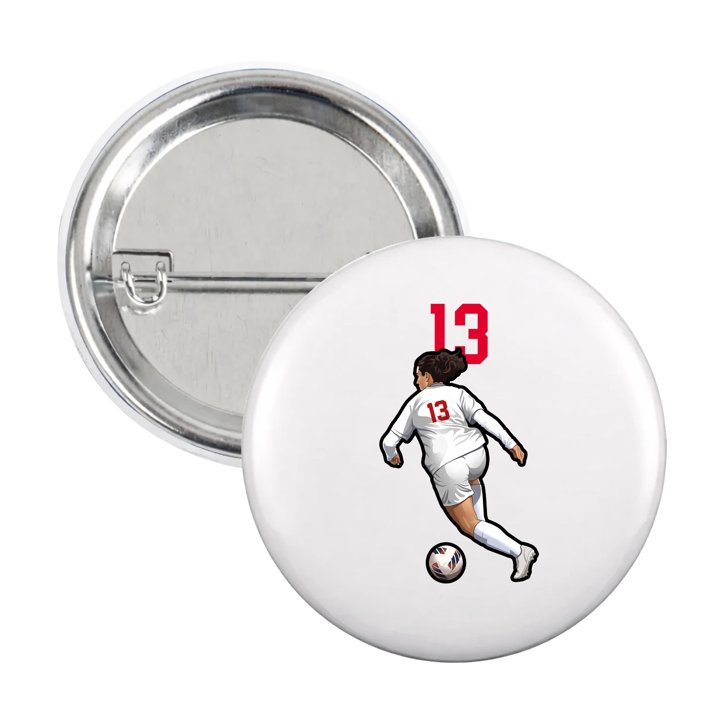 Game Day Button — Number Top in White