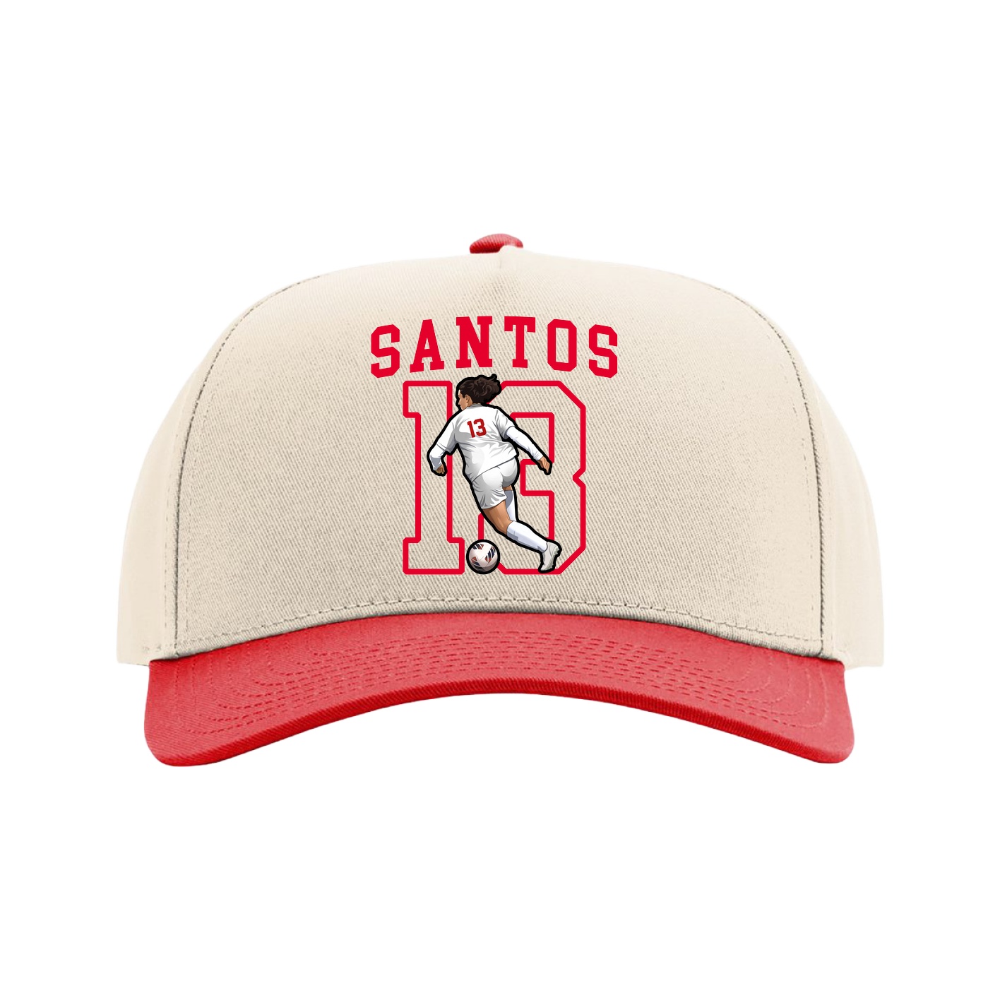 Full Fabric Five-Panel Champ Cap — Shirsey in Cream/Red