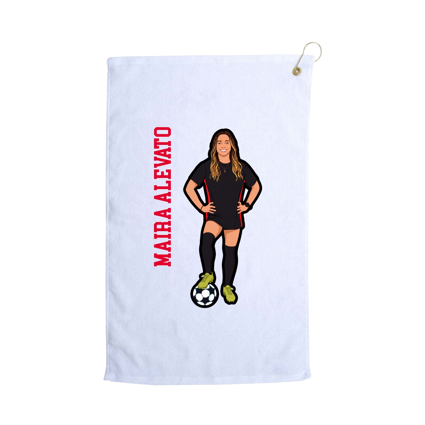 Golf Towel — Name Vertical in White